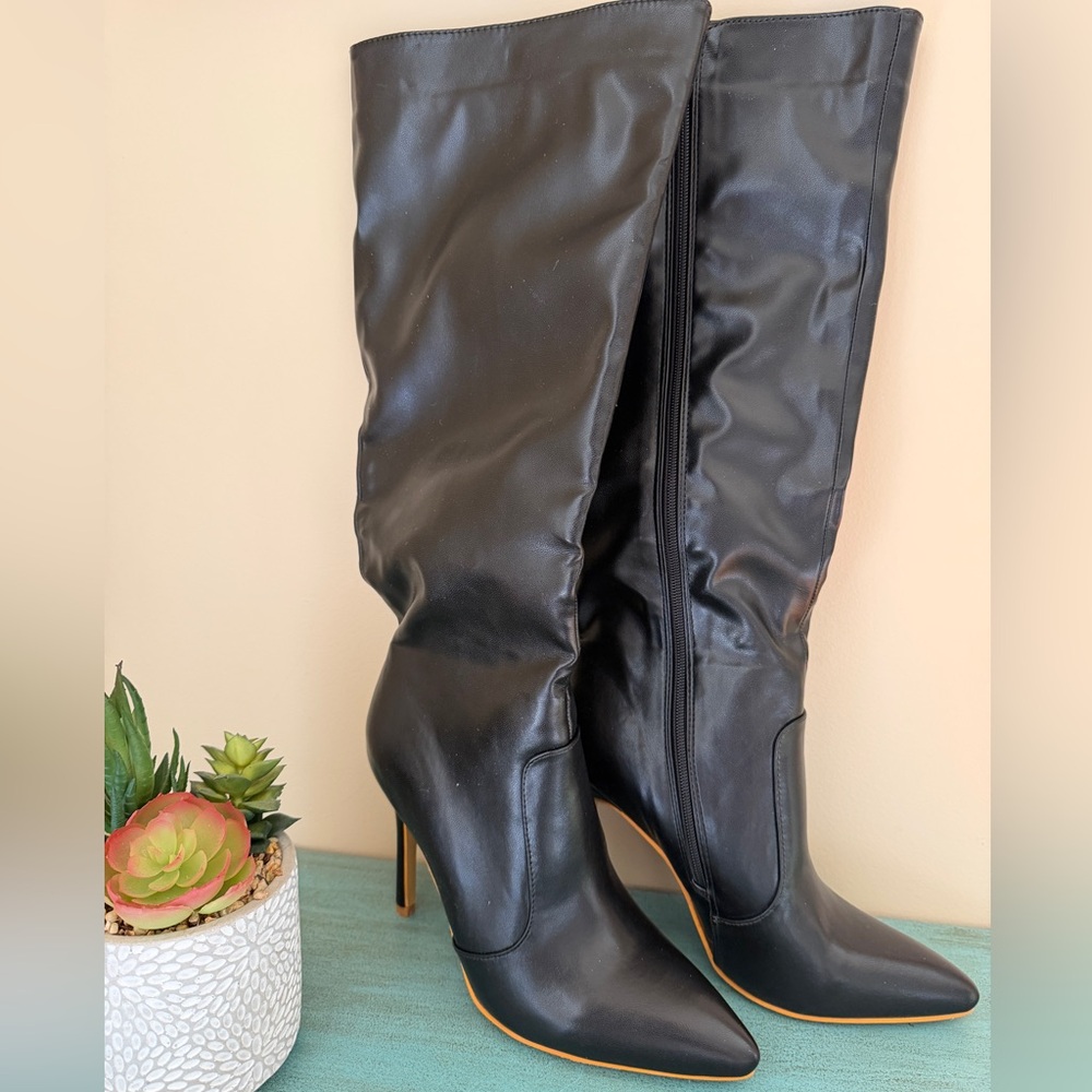 Black Knee-High Pointed Toe Women's Boots Size 39 - Picture 8 of 11